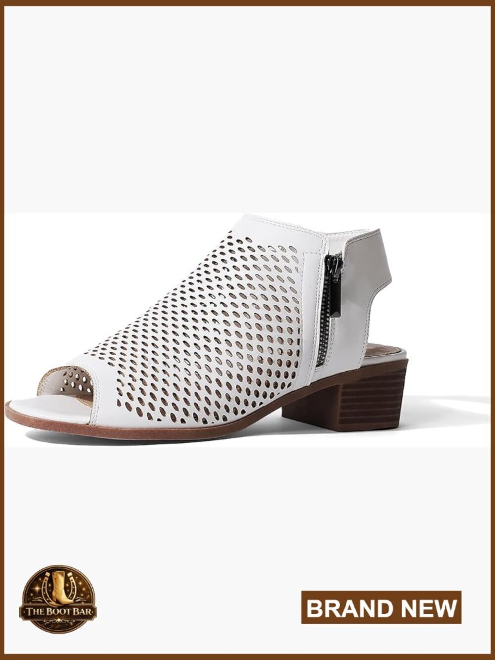 Women's Peep Toe Low Block Heel Bootie Side Zip Vegan Leather